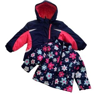 Healthtex 2 in 1 Winter Jacket Toddler Girls Size 2T Multicolor Floral